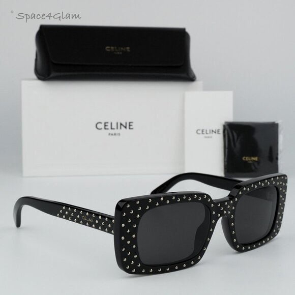 BRAND NEW Celine CL4213IS 01A ANIMATION XMAS Black Rectangle Women Sunglasses - Picture 1 of 8